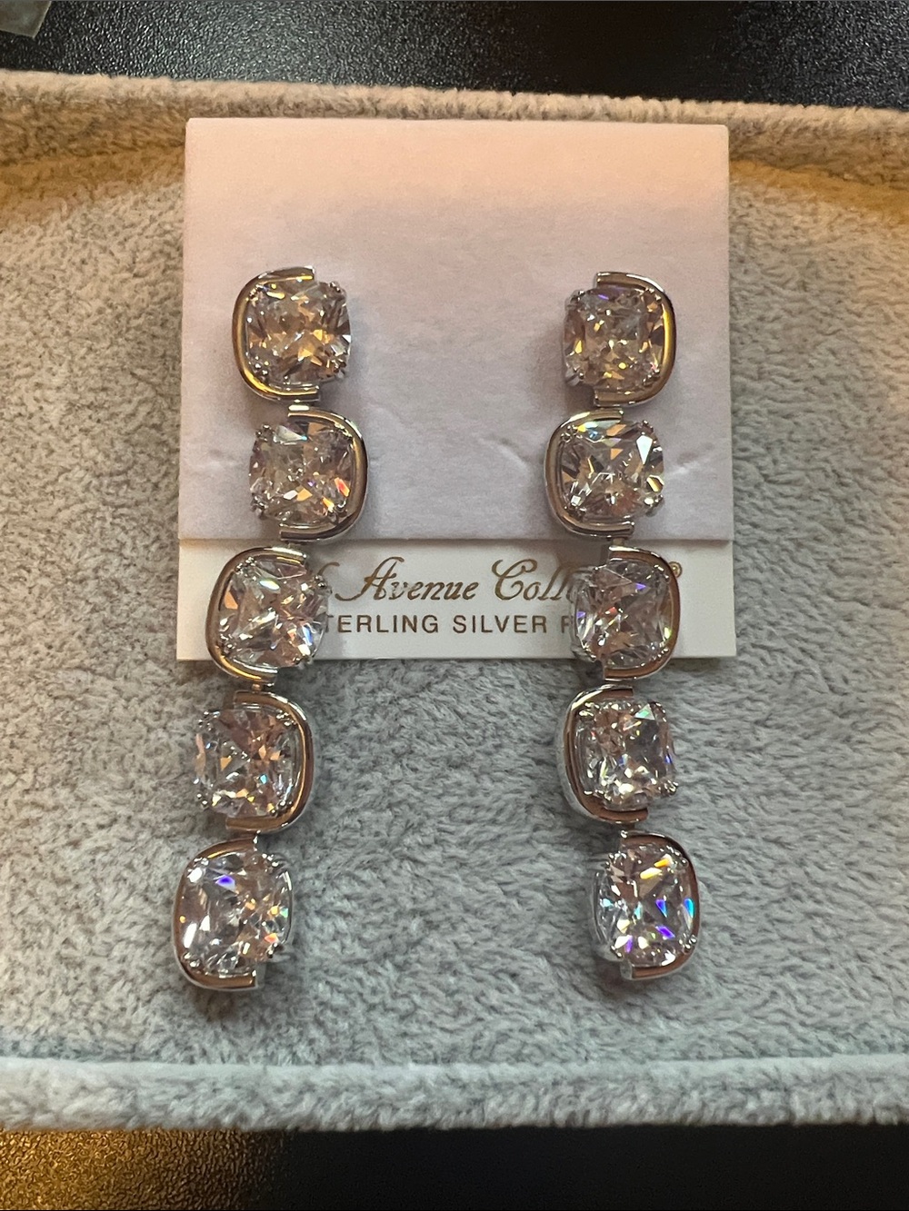 Silver Clear Crystal Drop Earrings